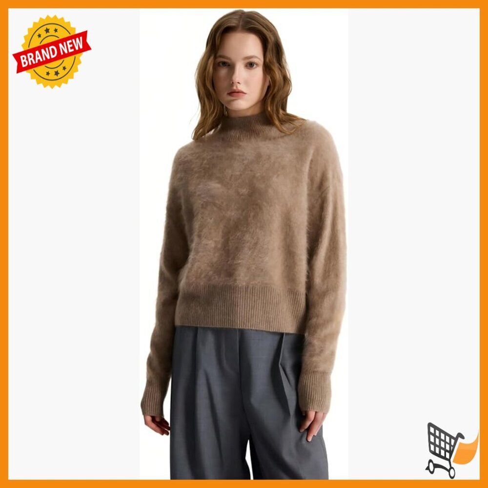 100% Cashmere Turtleneck Pullover Sweater Long Sleeve Boxy Fit